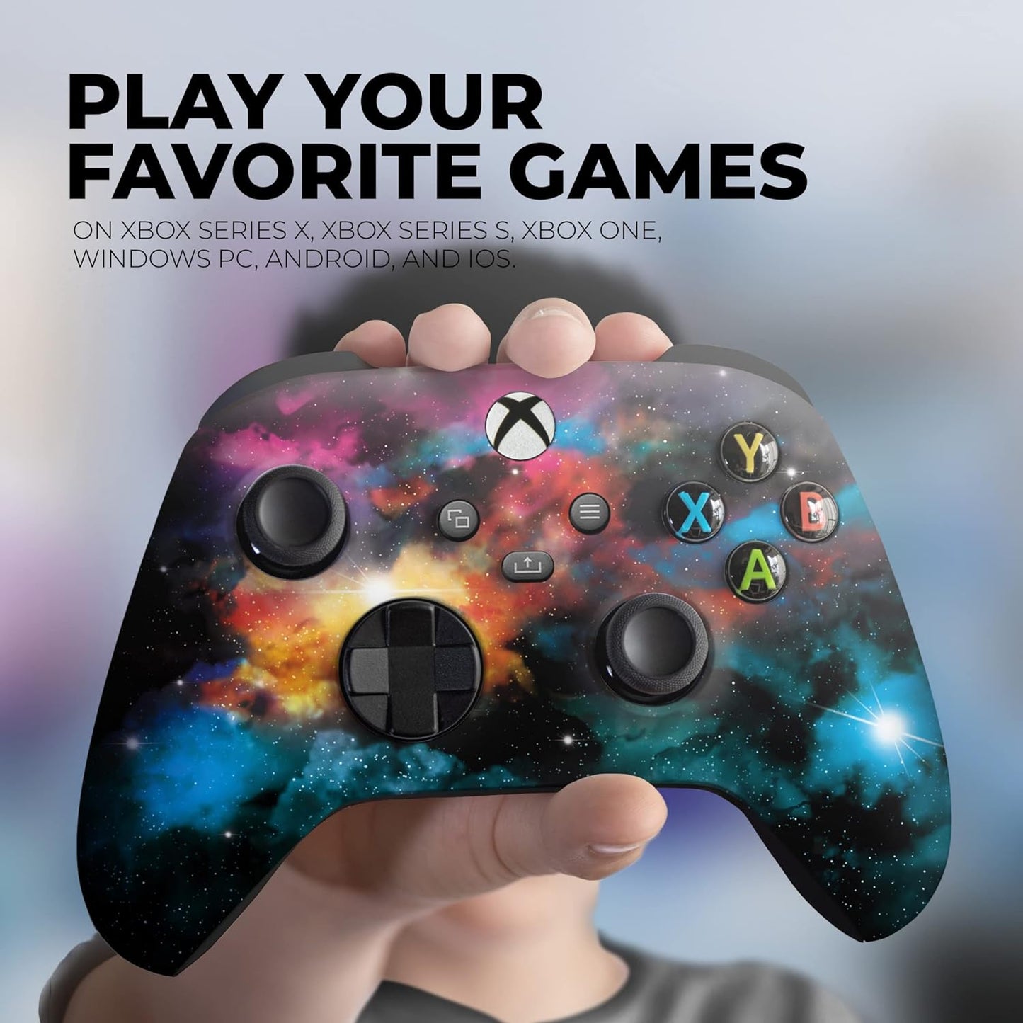 Galaxy Custom X-Box Controller Wireless Compatible with X-Box One/X-Box Series X/S by | Proudly Customized in USA with Permanent HYDRO-DIP Printing(Not JUST a SKIN) (MODDED)
