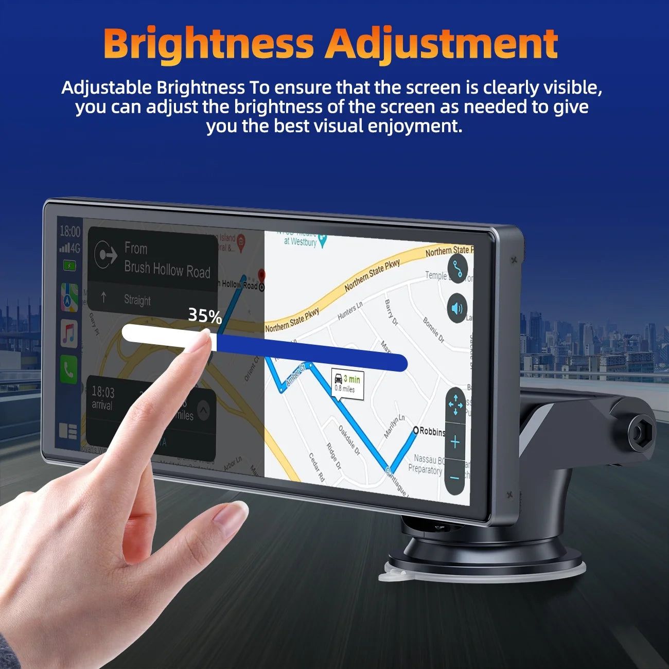 9.26" Touchscreen Wireless Carplay Screen for Car, Portable GPS Navigation for Car, Car Stereo with Airplay, AUX/FM, Googel, Siri