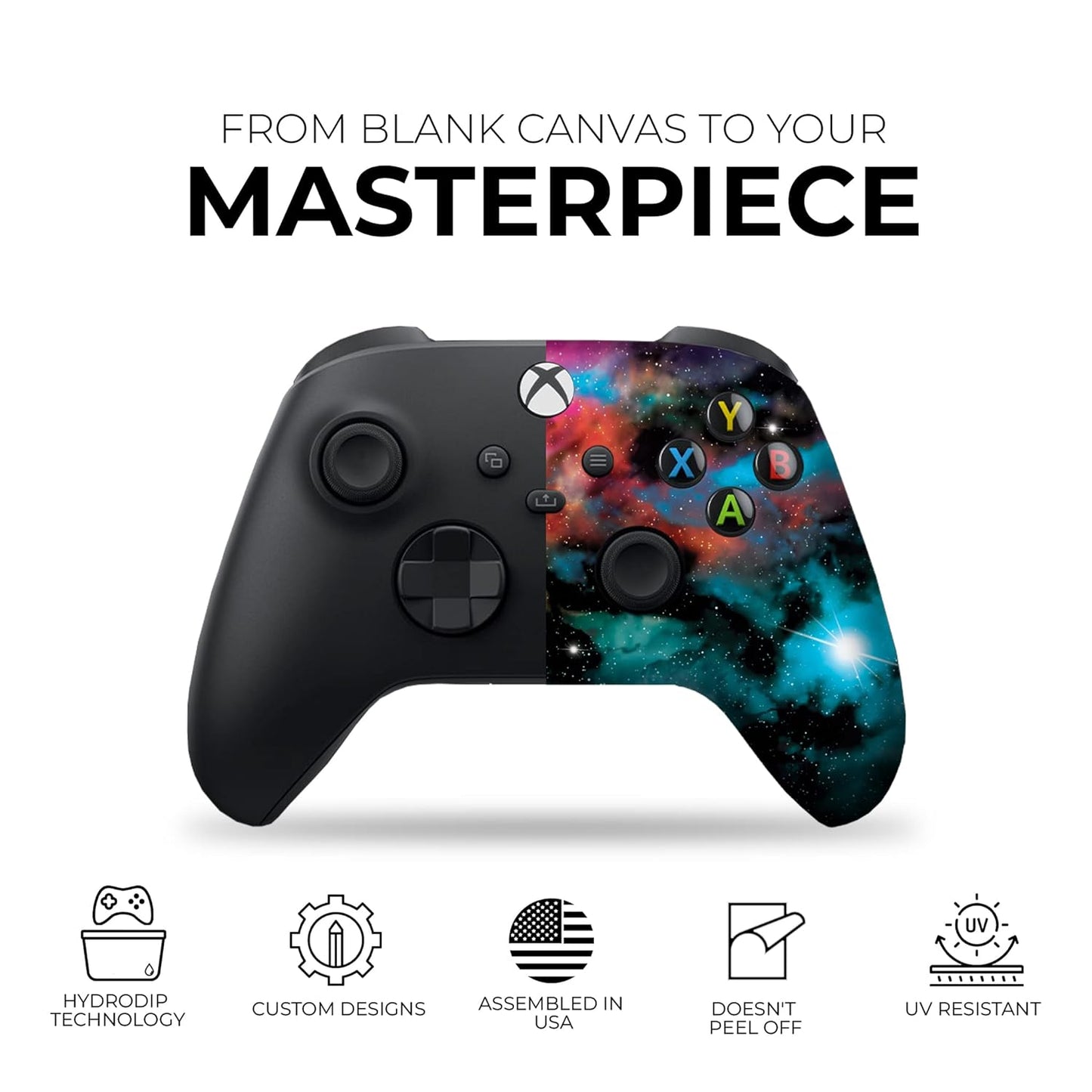 Galaxy Custom X-Box Controller Wireless Compatible with X-Box One/X-Box Series X/S by | Proudly Customized in USA with Permanent HYDRO-DIP Printing(Not JUST a SKIN) (MODDED)