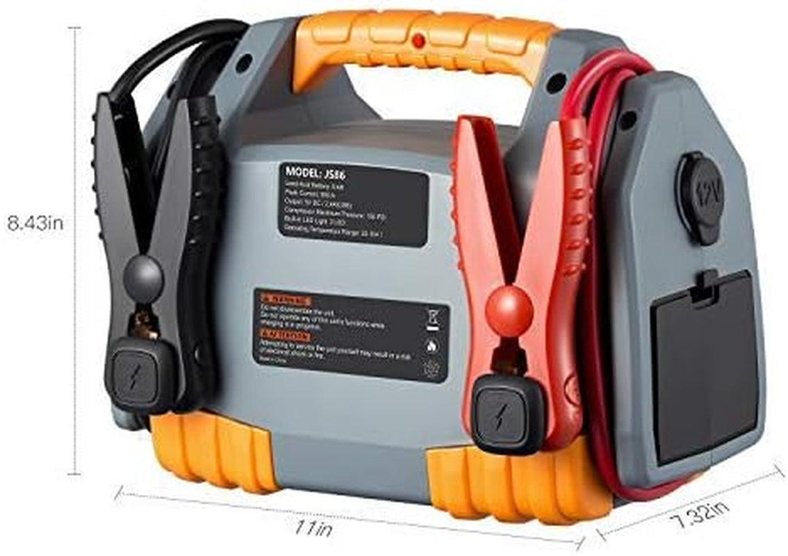 Jump Starter Source with 150 PSI Tire Inflator/Air Compressor,900 Peak Amps Power Station with 2.4A USB Port