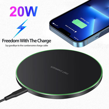 Fast Wireless Charger,20W Max Wireless Charging Pad Compatible with Iphone 16/16 Pro/15/14/13/12/Se/11/Xs Max/Xr,Airpods; Wireless Charge Mat for Samsung Galaxy S24/S23/Note,Pixel/Lg G8