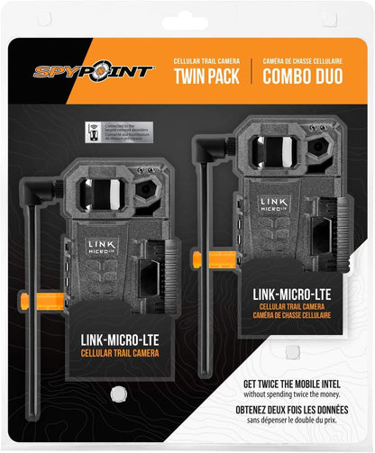 Link-Micro-Lte Cellular Trail Camera Twin Pack with Two SD Cards, Batteries, and Two Mounts (AT&T (USA Nationwide))