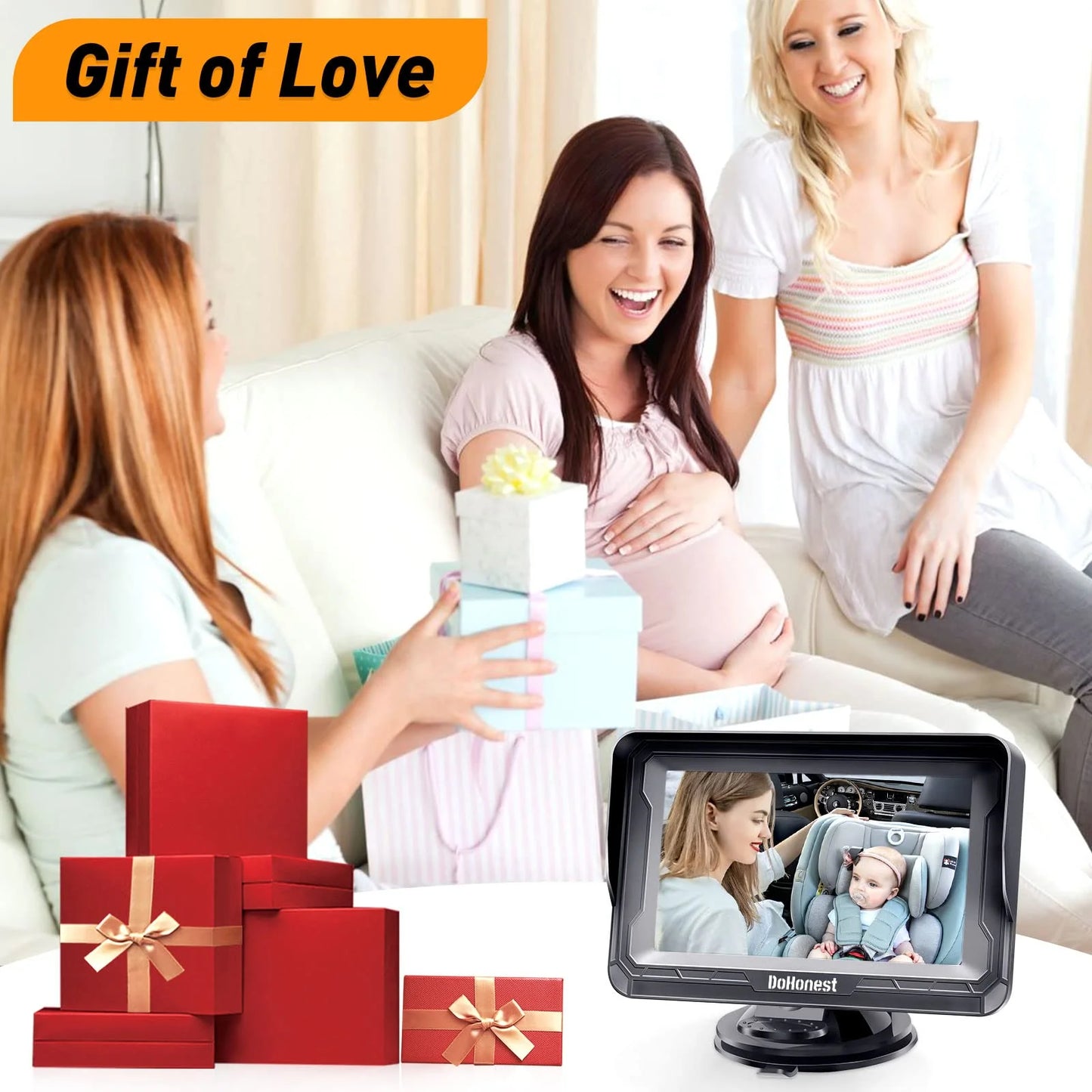 V33 4.3" HD 1080P Video Baby Monitor with 360° Rotating Camera, Black