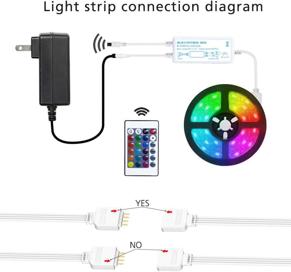 LED Strip Lights 32.8Ft, Led Strip Light for TV, Bedroom, Kitchen, Desk, Color Changing Led Strip with 24 Keys Remote