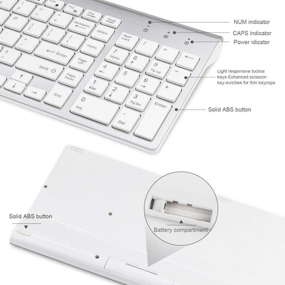 Wireless Keyboard and Mouse Combo, 2.4G Compatible with MAC PC Desktop Laptop Ultra-Thin Laptop Desktop, Available for Windows Android (Silvery)